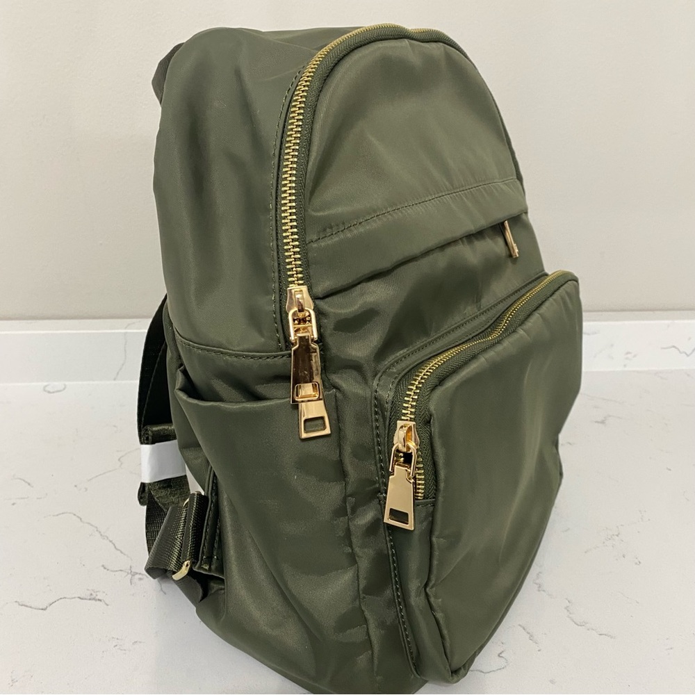 NWT Isabella Vegan olive green backpack bag